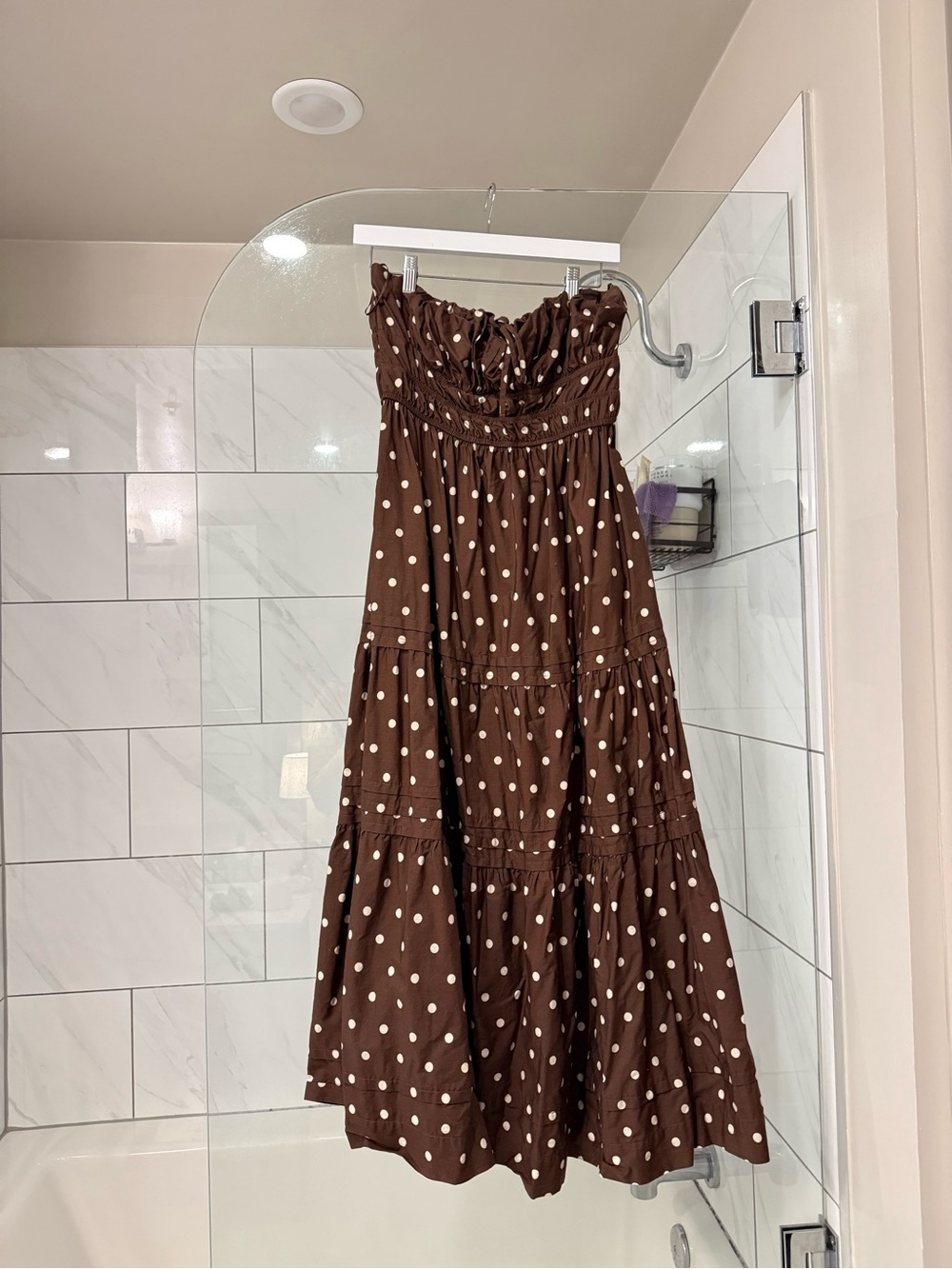 Anthropologie Brown Polka Dot Maxi Dress